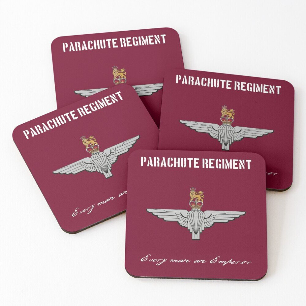 Leather Coasters Parachute Regiment (UK - no flag) "Every Man An Emperor" Set of 4 / 4 x 4 inch