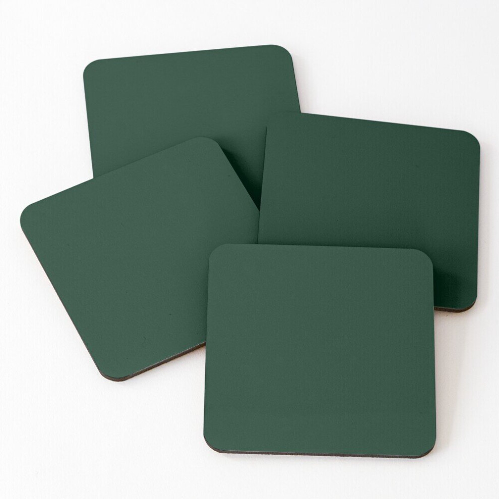 Leather Coasters solid dark green Set of 4 / 4 x 4 inch