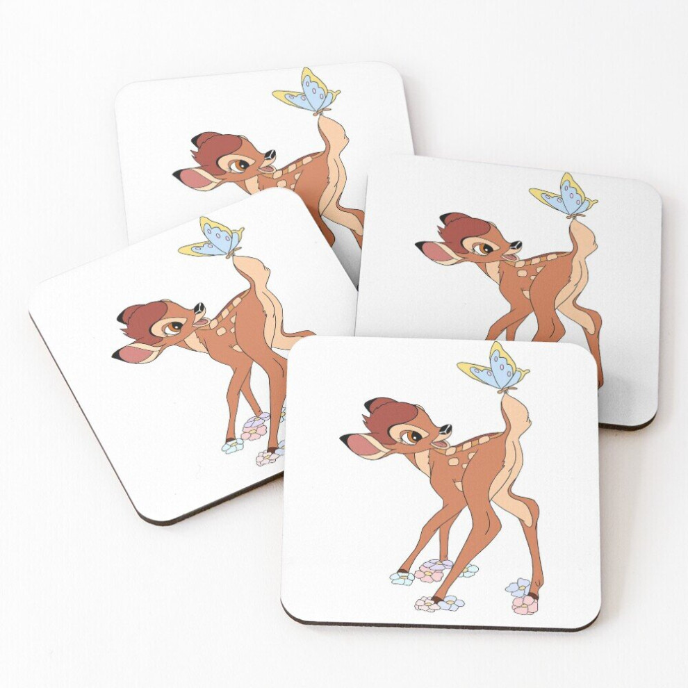 Leather Coasters Butterfly Bambi  Set of 4 / 4 x 4 inch