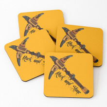 Leather Coasters Rock and Stone Pickaxe (DRG) Set of 4 / 4 x 4 inch