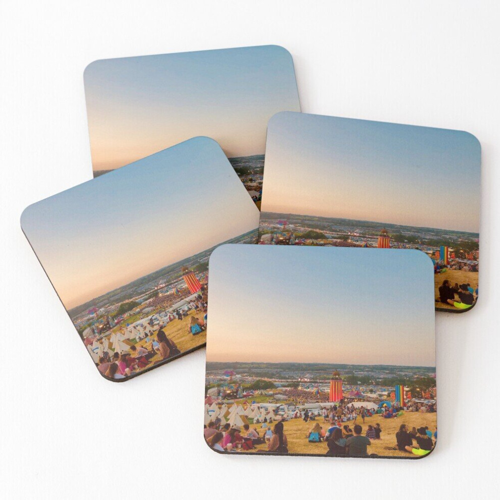 Leather Coasters Glastonbury 2019 Set of 4 / 4 x 4 inch