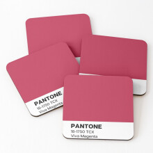 Leather Coasters Pantone Viva Magenta Set of 4 / 4 x 4 inch