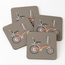 Leather Coasters Raleigh Chopper Mk 2 (Infra Red) Set of 4 / 4 x 4 inch