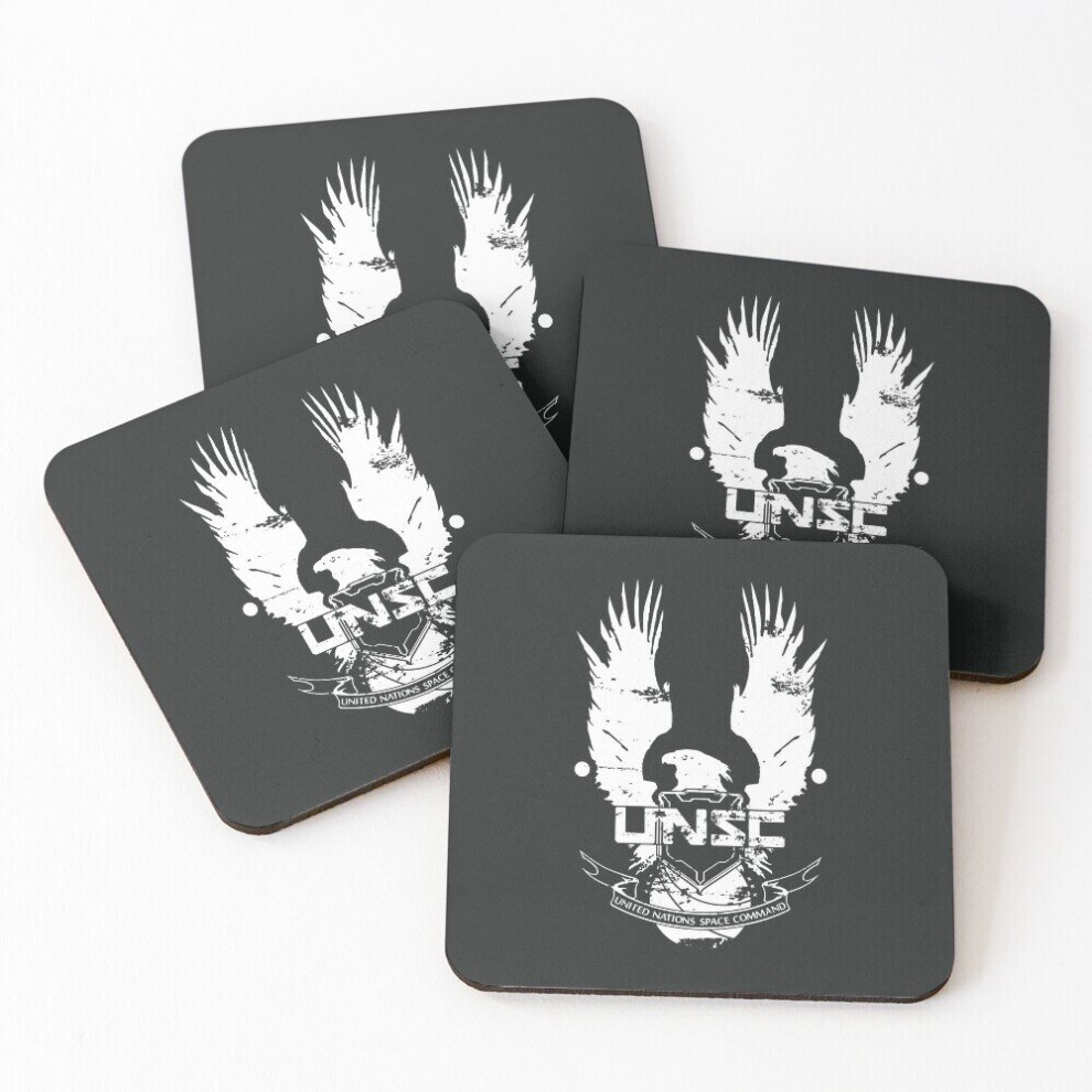 Leather Coasters Halo UNSC Worn Logo High Quality Set Of 4 / 4 X 4 Inch