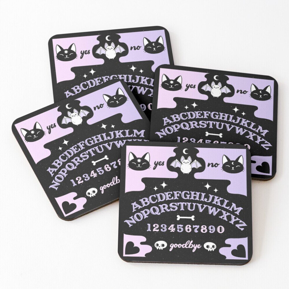 Leather Coasters Cute Ouija Pastel Nikury Set of 4 / 4 x 4 inch-image-OPC-PCGVP57-NEW