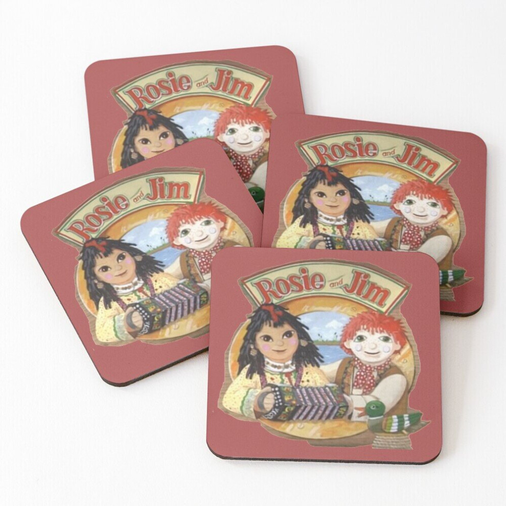 Leather Coasters Rosie and Jim Vintage Childrens TV Set of 4 / 4 x 4 inch