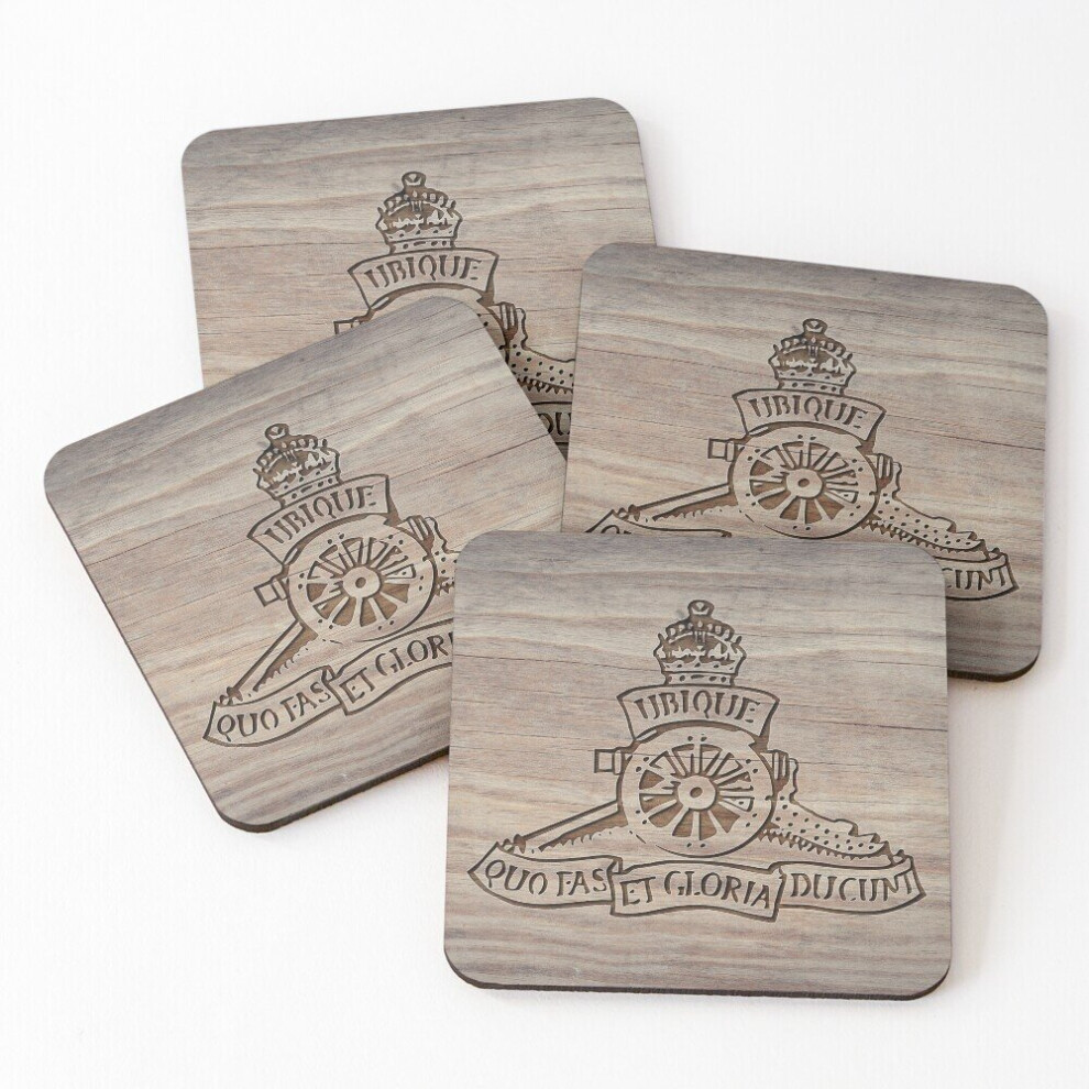 Leather Coasters Royal Artillery Badge Set of 4 / 4 x 4 inch
