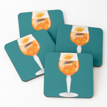 Leather Coasters Aperol Spritz in a Glass  Set of 4 / 4 x 4 inch
