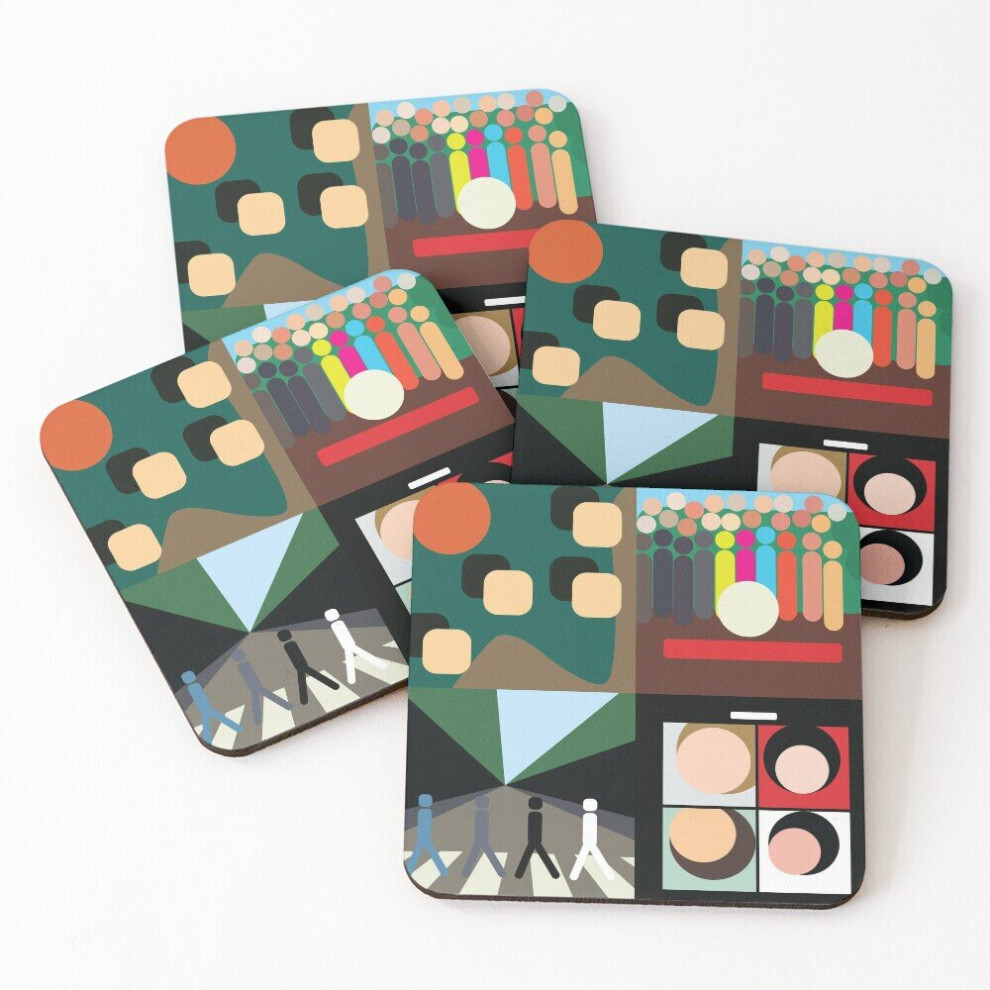 Leather Coasters the beatles minimal album covers Set of 4 / 4 x 4 inch