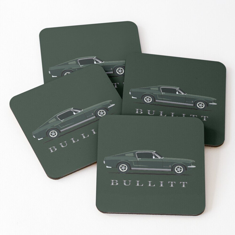 Leather Coasters Mustang Bullitt Set of 4 / 4 x 4 inch