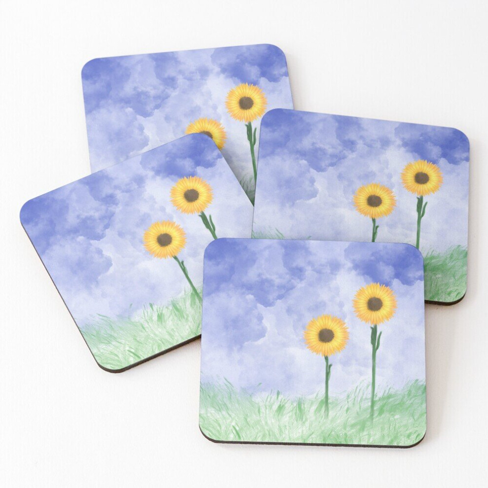 Leather Coasters Happy thoughts Set of 4 / 4 x 4 inch-image-OPC-PCGVPFS-NEW