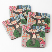 Leather Coasters supreme, funny, meme, cool, happy, trendy, bape, chance the rapper, hypebeast, logo,gtyy Set of 4 / 4 x 4 inch