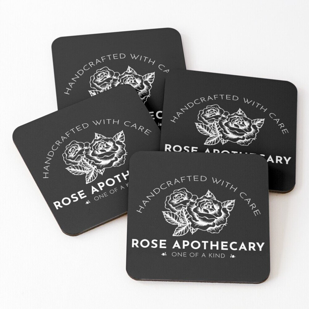 Leather Coasters Rose Apothecary: Handcrafted With Care Set of 4 / 4 x 4 inch