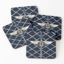 Leather Coasters Luxury Fast Cars Bentley Logo Grill Set of 4 / 4 x 4 inch