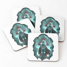 Leather Coasters Stained Glass: Hades Set of 4 / 4 x 4 inch