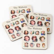 Leather Coasters The Waltons Set of 4 / 4 x 4 inch