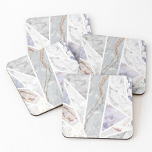 Leather Coasters Marbled Sunrise - mosaic marble stone luxury Set of 4 / 4 x 4 inch