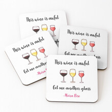 Leather Coasters Moira Rose: This Wine Is Awful, Get Me Another Glass - Schitts Creek Acrylic Painting Set of 4 / 4 x 4 inch