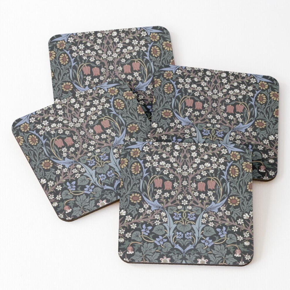 Leather Coasters William Morris - Blackthorn  Set of 4 / 4 x 4 inch