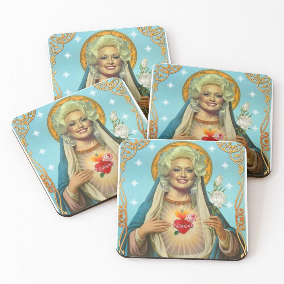 Leather Coasters saint dolly parton Set of 4 / 4 x 4 inch-image-OPC-PCGVRBP-NEW