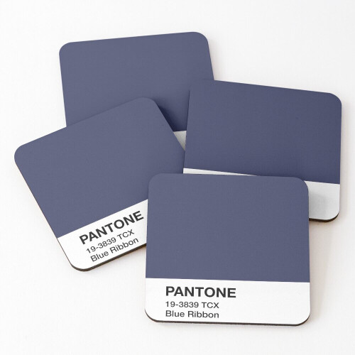 Leather Coasters Pantone Blue Ribbon Set of 4 / 4 x 4 inch on OnBuy