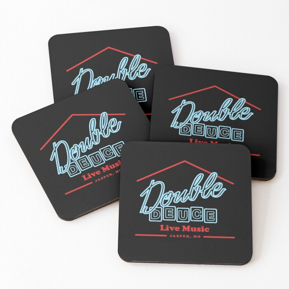 Leather Coasters Double Deuce Set of 4 / 4 x 4 inch