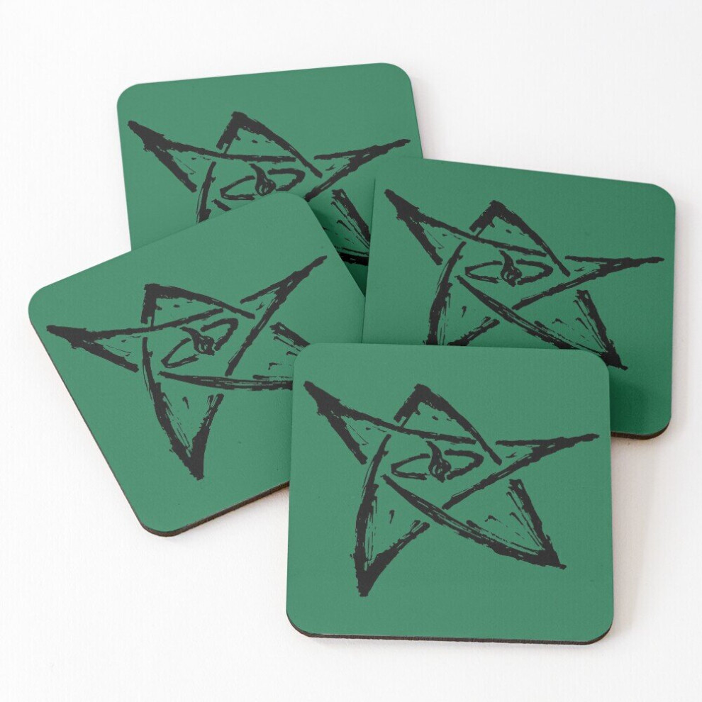 Leather Coasters Call of Cthulhu, The Elder Sign - Ink Black Set of 4 / 4 x 4 inch-image-OPC-PCGVQPZ-NEW
