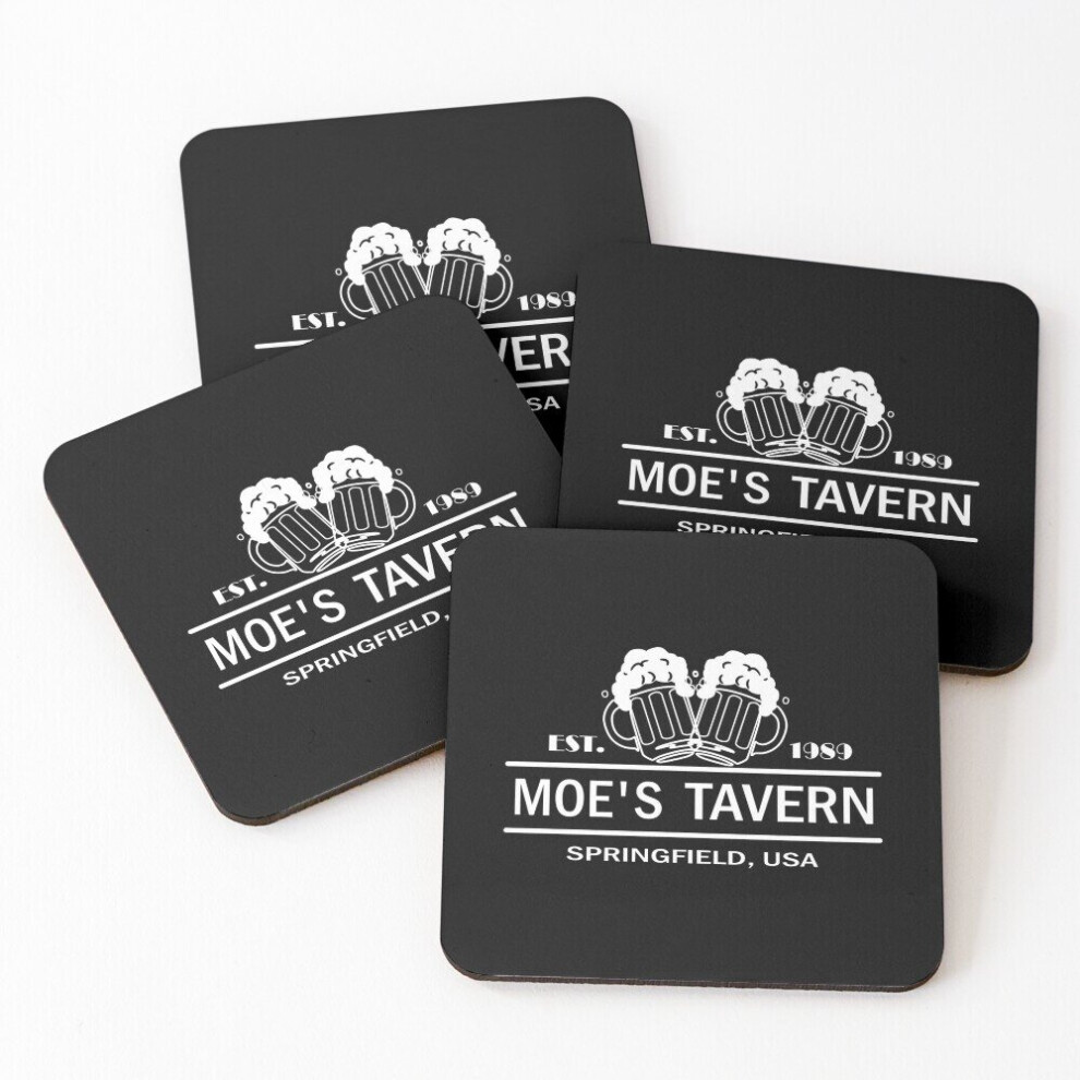 Whibos Leather Coasters Simpsons - Moe's Tavern - Professional Quality Graphics Set Of 4 / 4 X 4 Inch