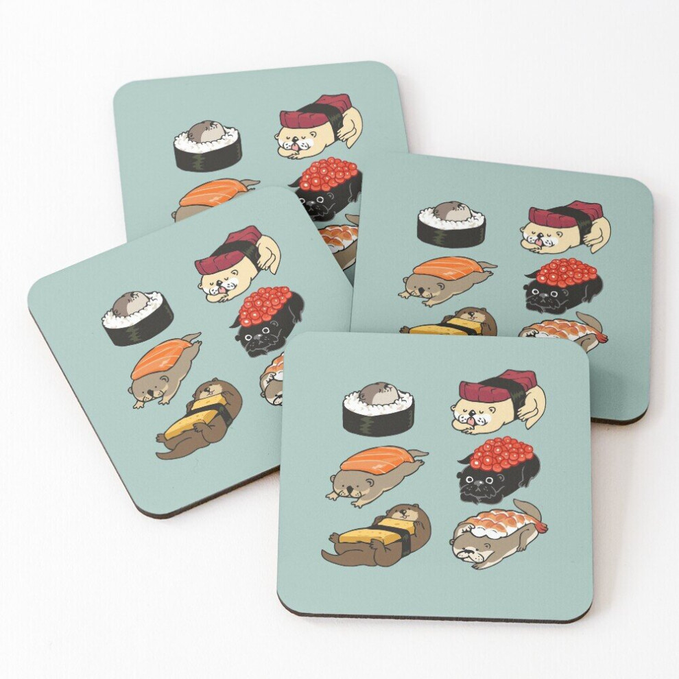 Leather Coasters Sushi Otter Set of 4 / 4 x 4 inch-image-OPC-PCGVRGX-NEW