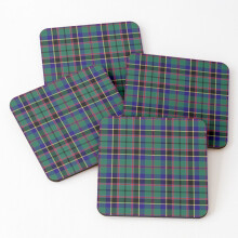 Leather Coasters Clan Stevenson Tartan Set of 4 / 4 x 4 inch