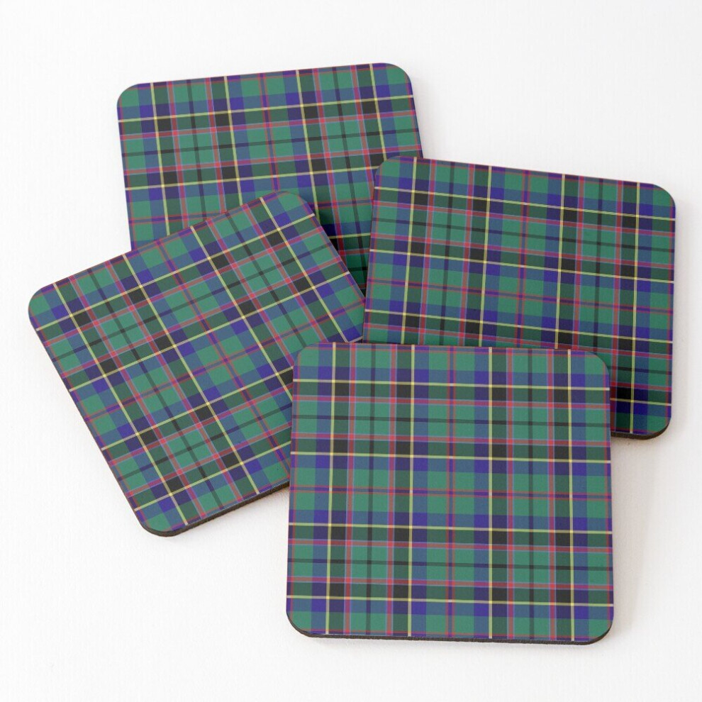 Whibos Leather Coasters Clan Stevenson Tartan Set Of 4 / 4 X 4 Inch