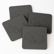 Funny Porsche 911 Leather Coasters – Set of 4 (4x4in), PVC Leather, Non-Slip, Great Housewarming Gift