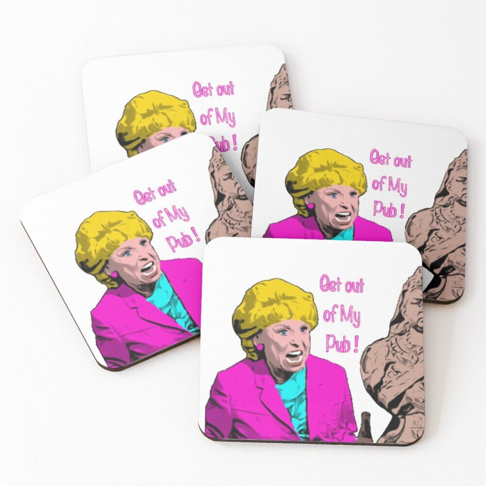 Leather Coasters Get out of my pub! - Eastenders  Set of 4 / 4 x 4 inch