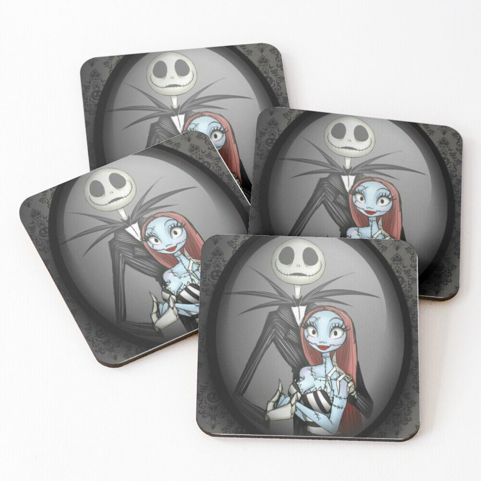 Leather Coasters Jack and Sally  Set of 4 / 4 x 4 inch-image-OPC-PCGVS5M-NEW