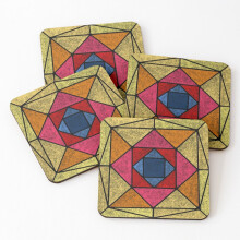 Leather Coasters Suspiria Stained Glass Ceiling Set of 4 / 4 x 4 inch