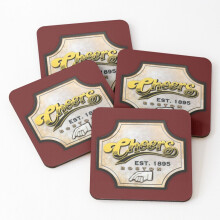 Leather Coasters Cheers (Entrance sign, est. 1895) Set of 4 / 4 x 4 inch