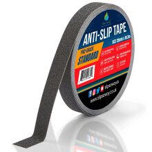 (BLACK, 25mm x 18.3m) Non/Anti Slip Tape Roll Pro Standard Grade -Indoor/Outdoor Use