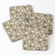 Leather Coasters beagle scatter stone Set of 4 / 4 x 4 inch