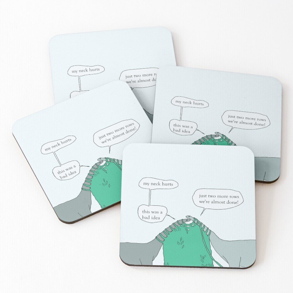 Leather Coasters Knitting Sauropods Set of 4 / 4 x 4 inch-image-OPC-PCGVSKF-NEW