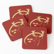 Leather Coasters [Golden] The Munster Rugby Set of 4 / 4 x 4 inch