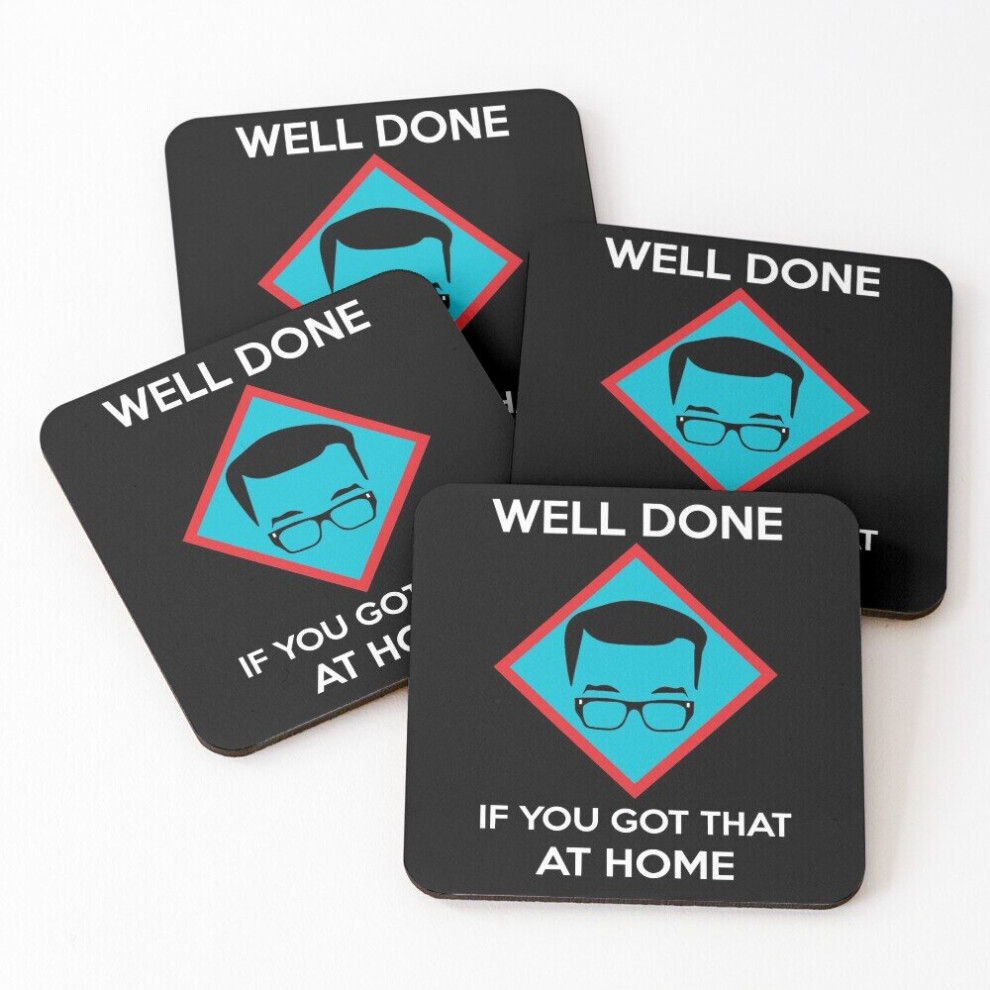 Leather Coasters Richard Osmans Well done... Set of 4 / 4 x 4 inch