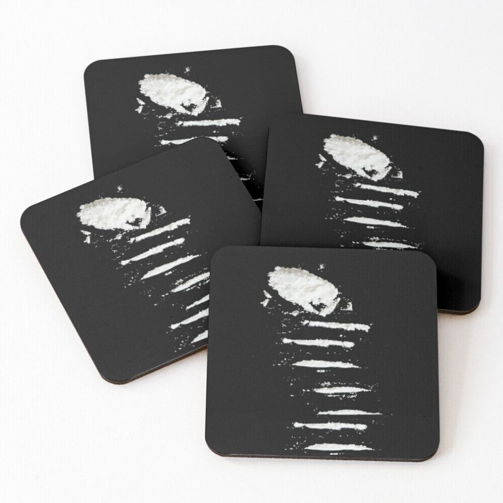 Leather Coasters Cocaine 2 Set of 4 / 4 x 4 inch