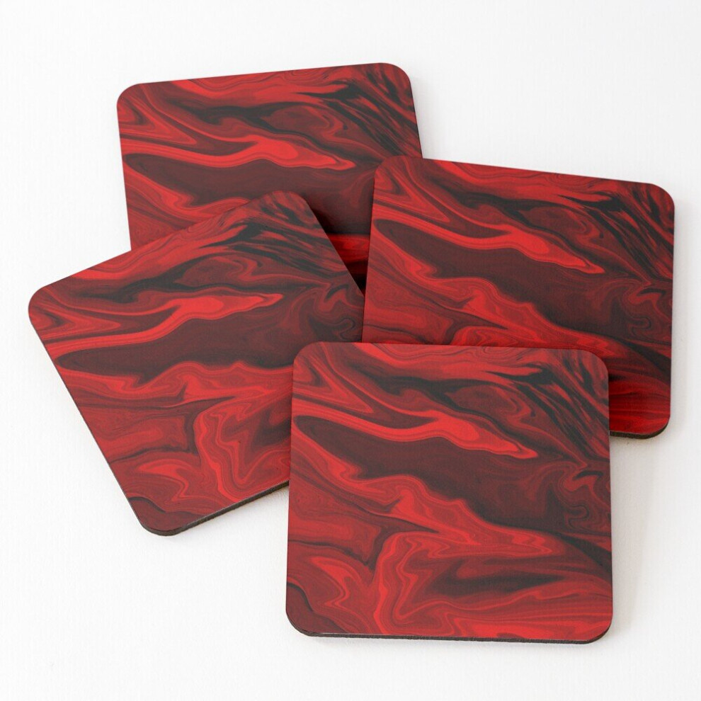 Leather Coasters Blood Red Marble / Black Marble Background Art Set of 4 / 4 x 4 inch-image-OPC-PCGVTRZ-NEW