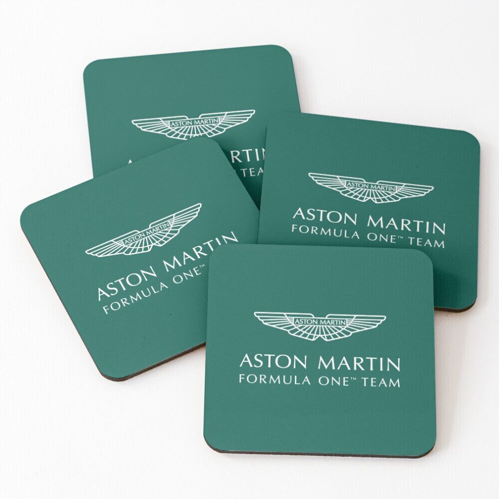 Leather Coasters Aston Martin F1 Logo Set of 4 / 4 x 4 inch