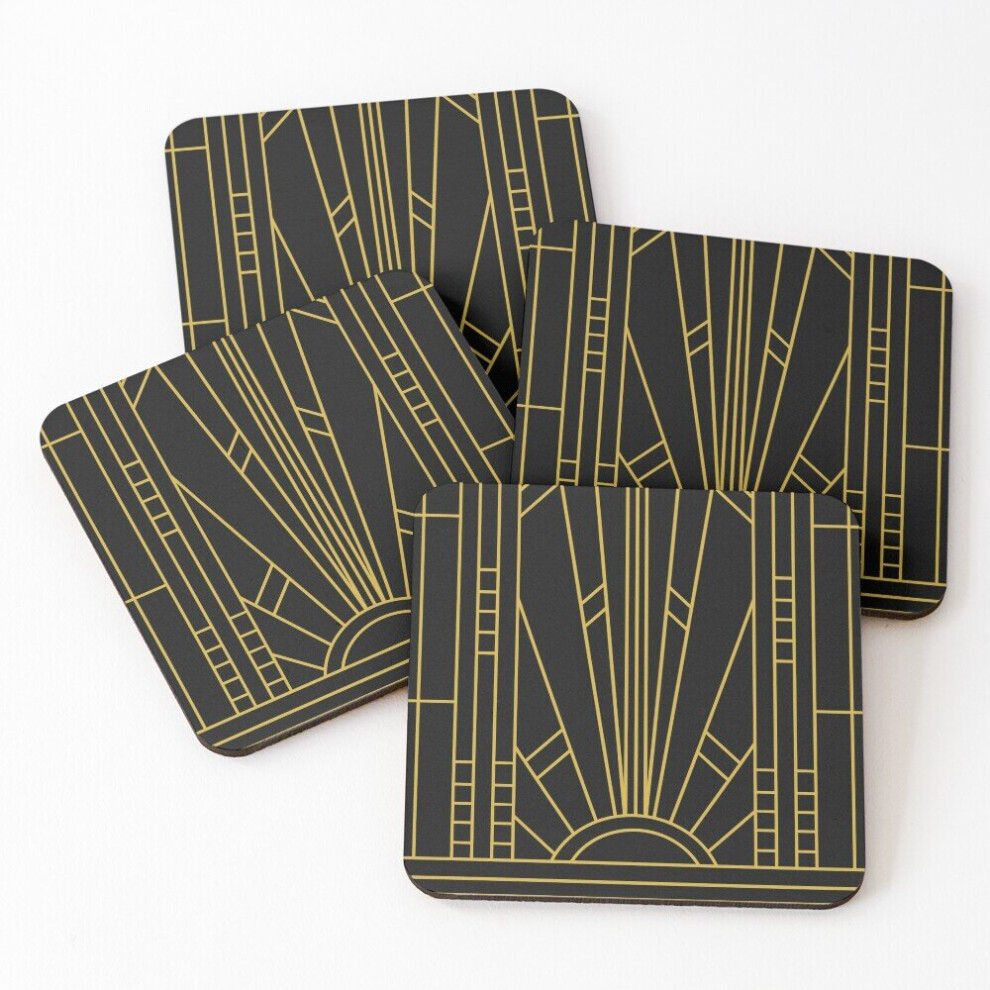Leather Coasters Art Deco Design Set of 4 / 4 x 4 inch