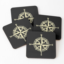 Leather Coasters Nautical Set of 4 / 4 x 4 inch