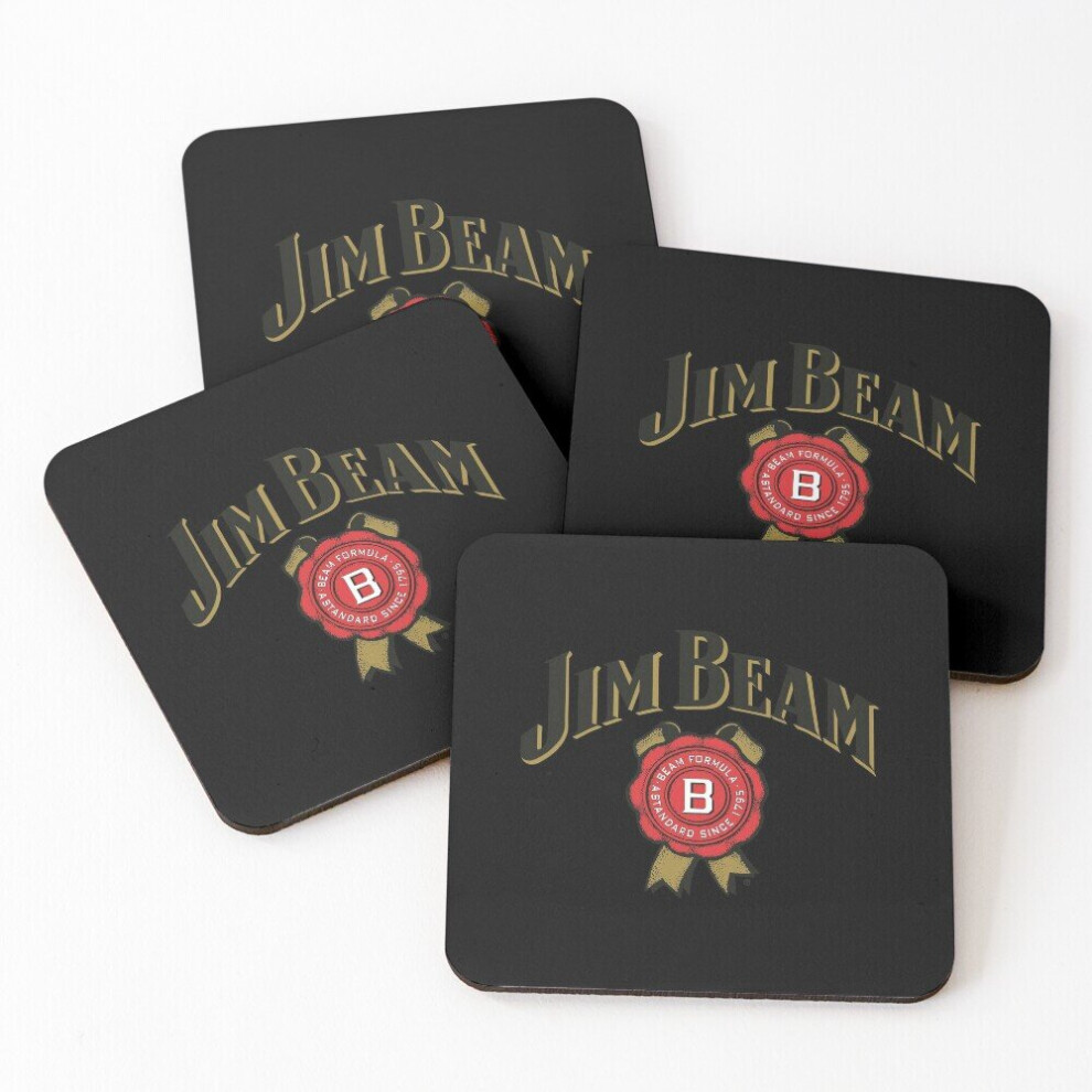 Leather Coasters Jim Beam Set of 4 / 4 x 4 inch