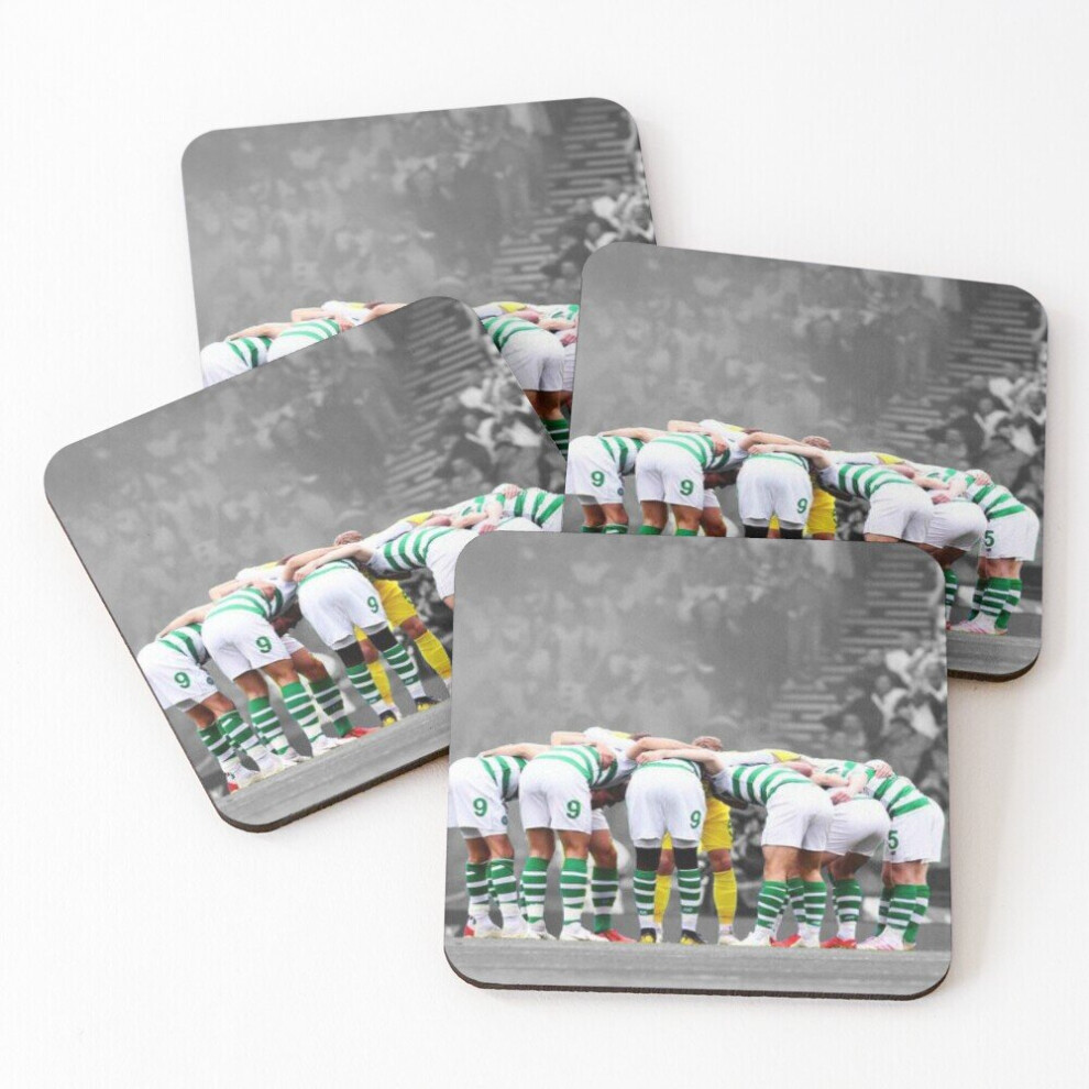 Leather Coasters Celtic fc huddle Set of 4 / 4 x 4 inch