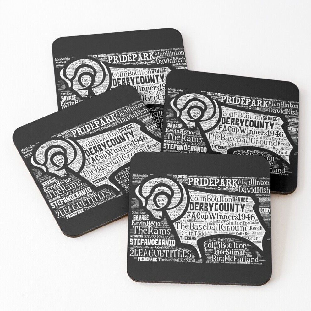 Leather Coasters Derby County Club Crest Set of 4 / 4 x 4 inch
