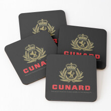 Leather Coasters Luxury Cruises-Cunard  Set of 4 / 4 x 4 inch